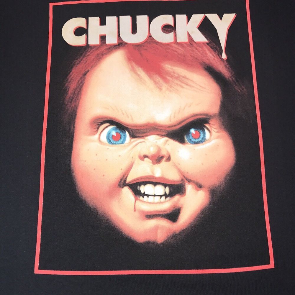 Chucky Child's Play Black Graphic T-Shirt Mens Large Halloween NWOT - Picture 2 of 4